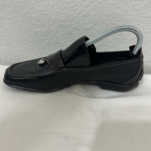 Brighton Ursa Black with Brown Detail Leather Loafer Size 8 - Picture 4 of 12